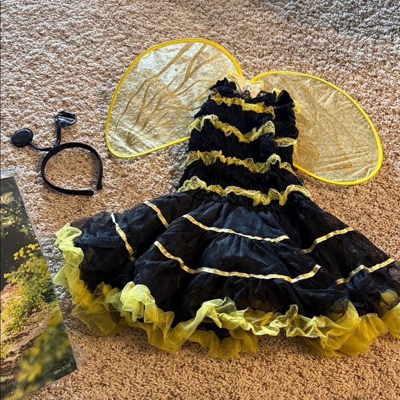 Living Fiction Halloween costume Bumble bee dress headband wings sz 8-10 girls - Picture 2 of 2